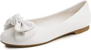 Feversole Women's Round Toe Cute Bow Trim Ballet Flats