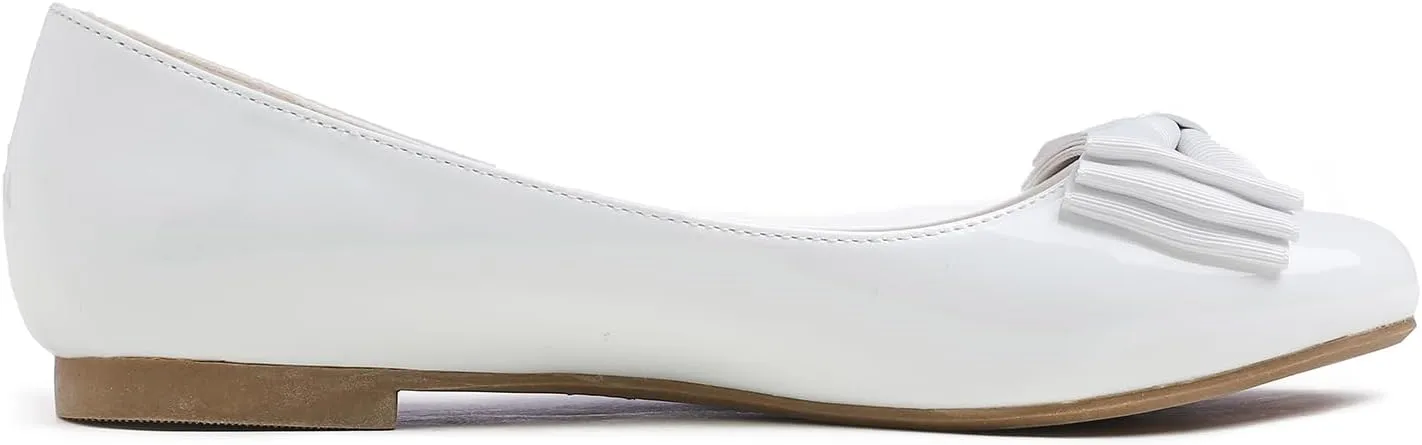 Feversole Women's Round Toe Cute Bow Trim Ballet Flats