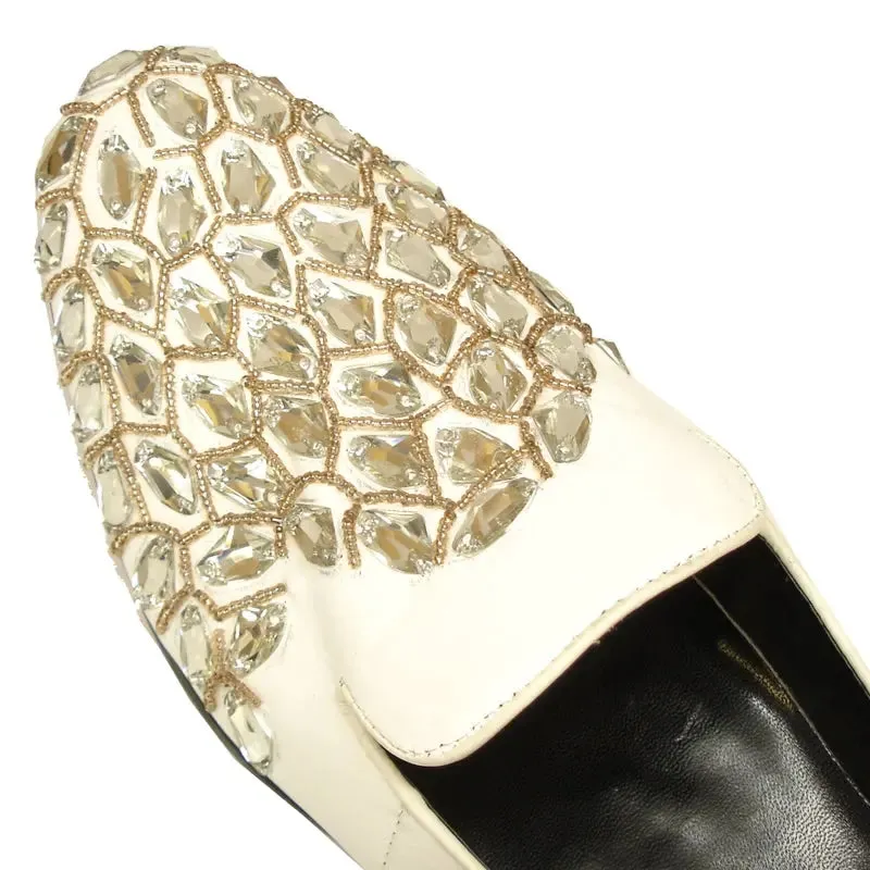 Fiesso FI-7023 White Loafers