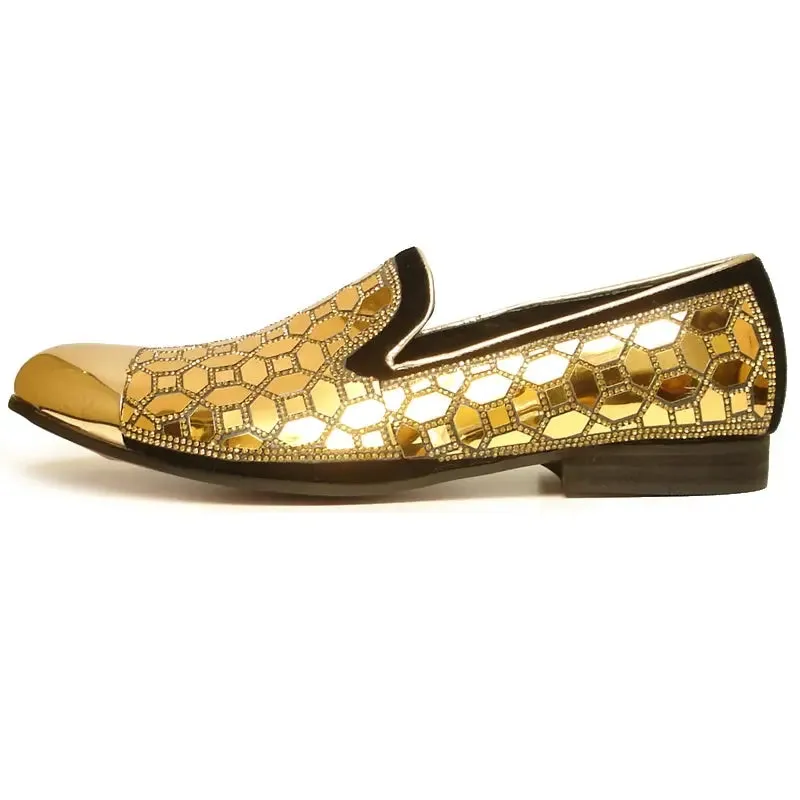Fiesso FI-7024 Gold Loafers