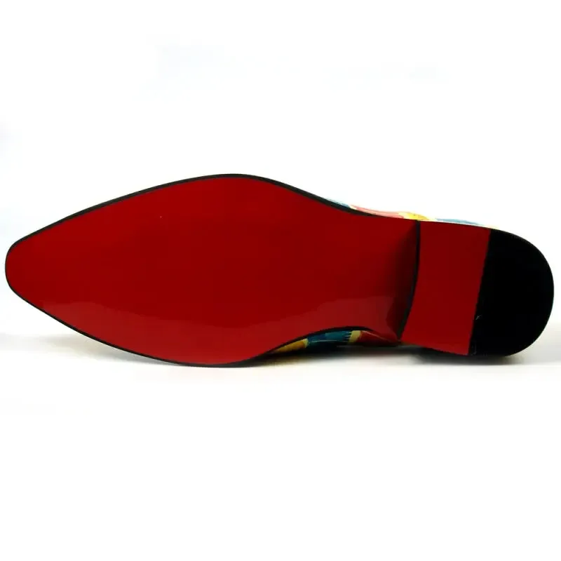Fiesso FI-7433 Multi Color Metal Tip Loafers