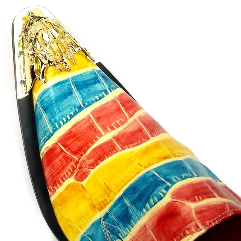 Fiesso FI-7433 Multi Color Metal Tip Loafers