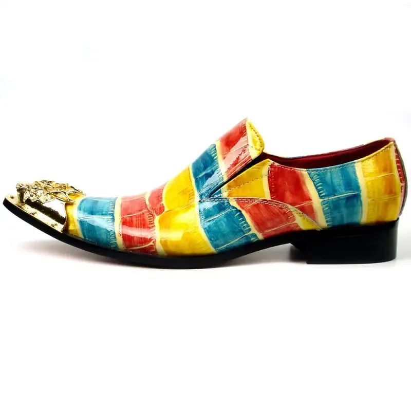 Fiesso FI-7433 Multi Color Metal Tip Loafers