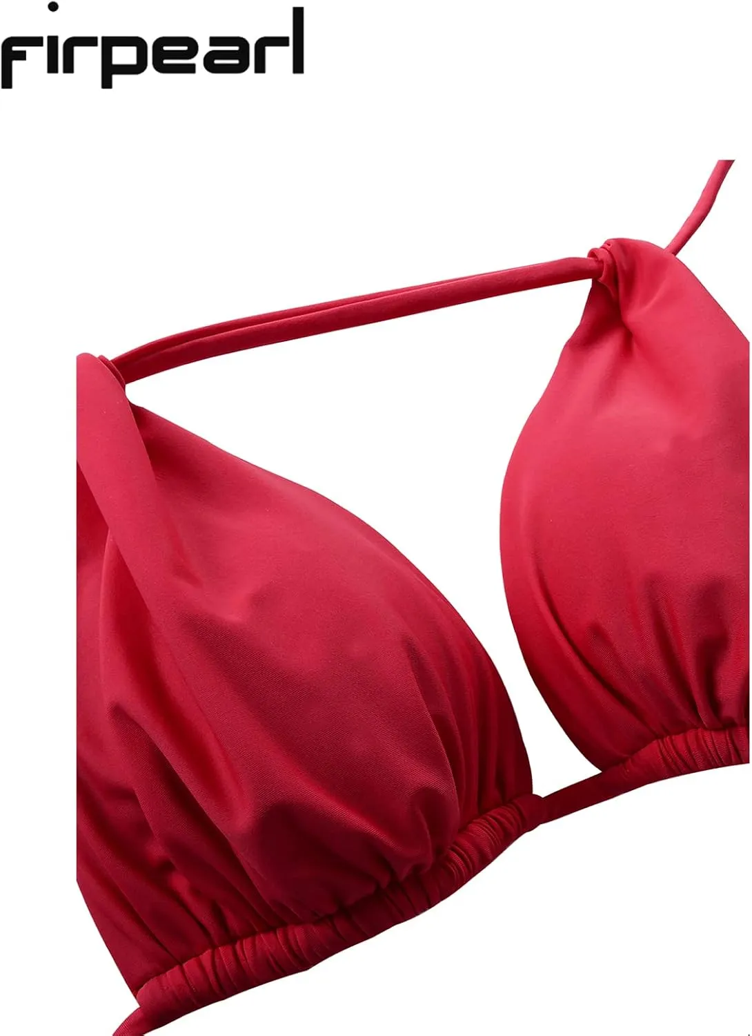 Firpearl Women's Triangle Bikini Tops Push Up Slider Ruched Halter Swimsuit Top Swim Bras