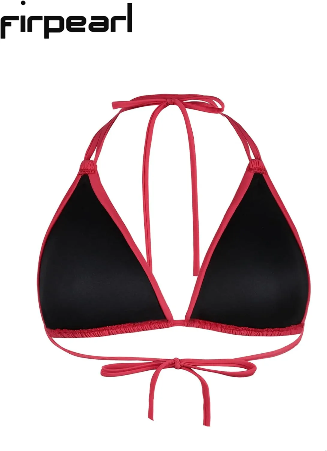Firpearl Women's Triangle Bikini Tops Push Up Slider Ruched Halter Swimsuit Top Swim Bras
