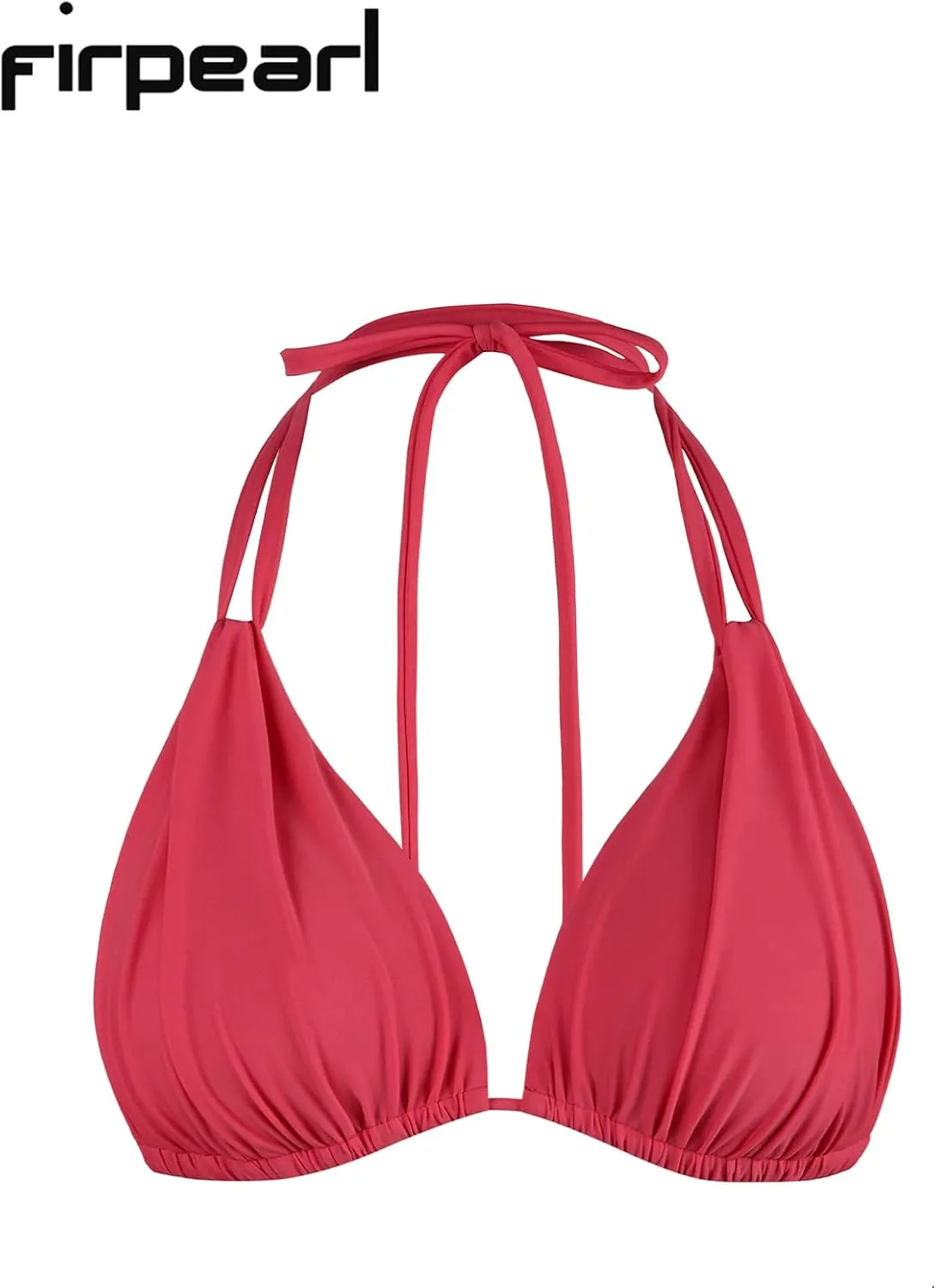 Firpearl Women's Triangle Bikini Tops Push Up Slider Ruched Halter Swimsuit Top Swim Bras