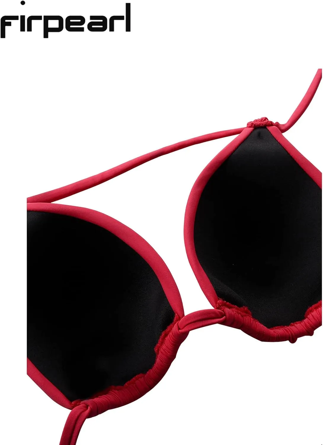Firpearl Women's Triangle Bikini Tops Push Up Slider Ruched Halter Swimsuit Top Swim Bras