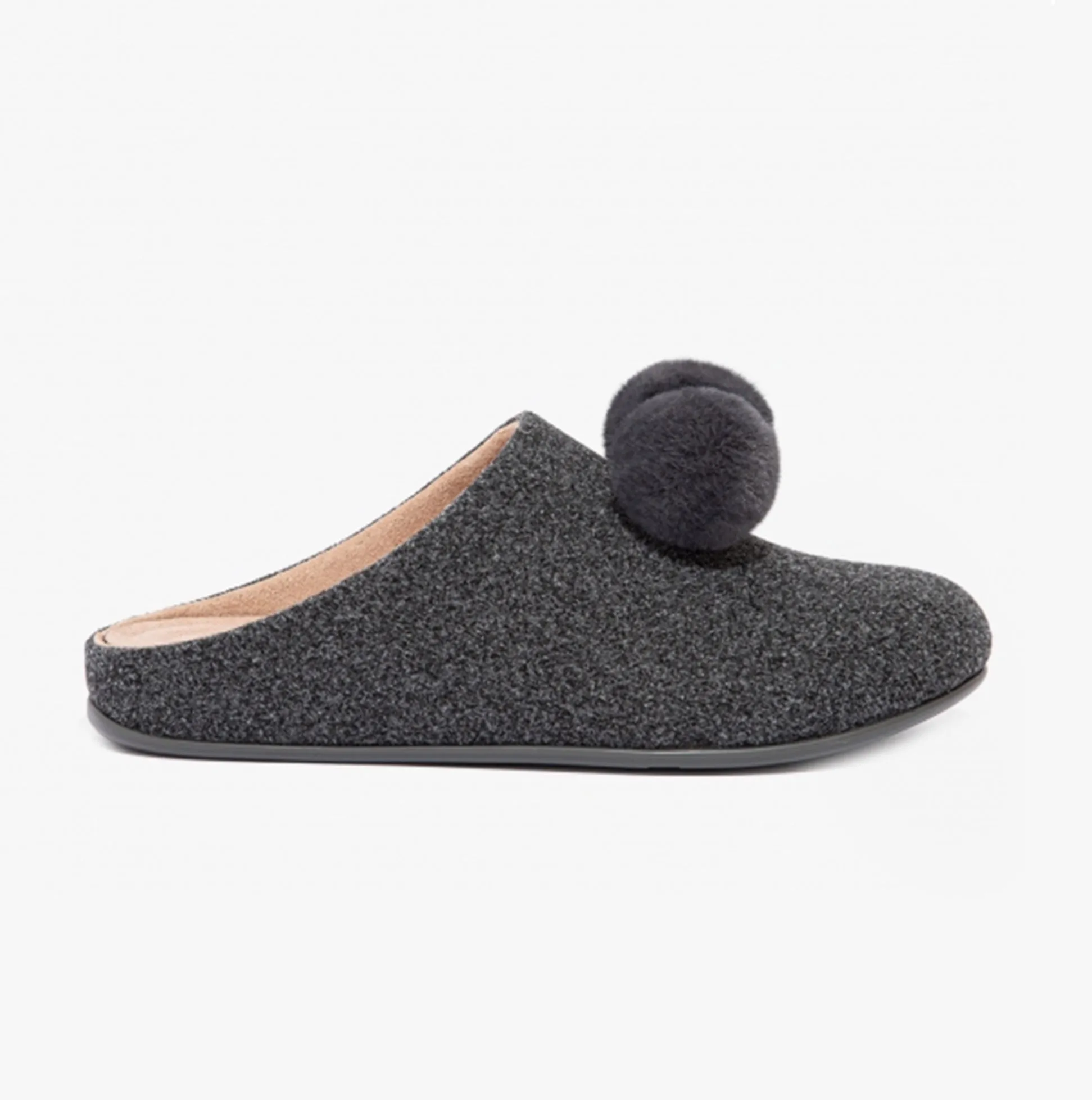 FitFlop CHRISSIE POM POM Womens Mule Slippers Pewter Grey