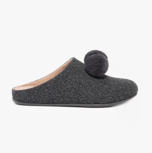 FitFlop CHRISSIE POM POM Womens Mule Slippers Pewter Grey