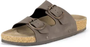 FITORY Womens Flat Sandals with Suede Insole, Open Toe Adjustable Slides for Summer Size 6-11