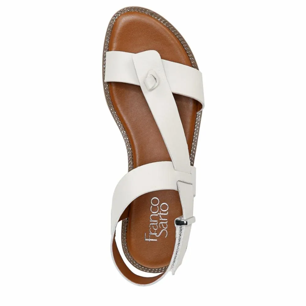 Franco Sarto Womens Glenni Ankle Strap Flat Sandals, Putty, 5 M