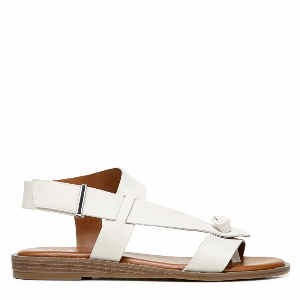 Franco Sarto Womens Glenni Ankle Strap Flat Sandals, Putty, 5 M