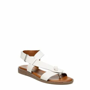 Franco Sarto Womens Glenni Ankle Strap Flat Sandals, Putty, 5 M