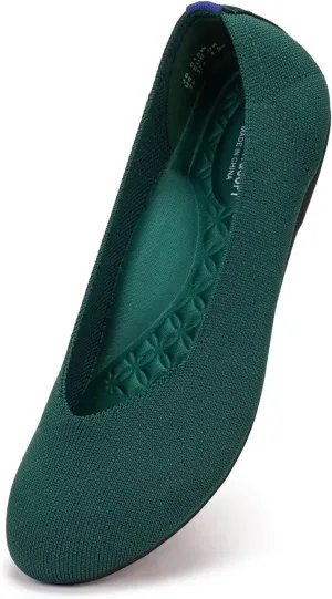 Frank Mully Women's Wide Width Flats Ballet Flats Round Toe Knit Flat Shoes with Arch Support Wide Toe Box
