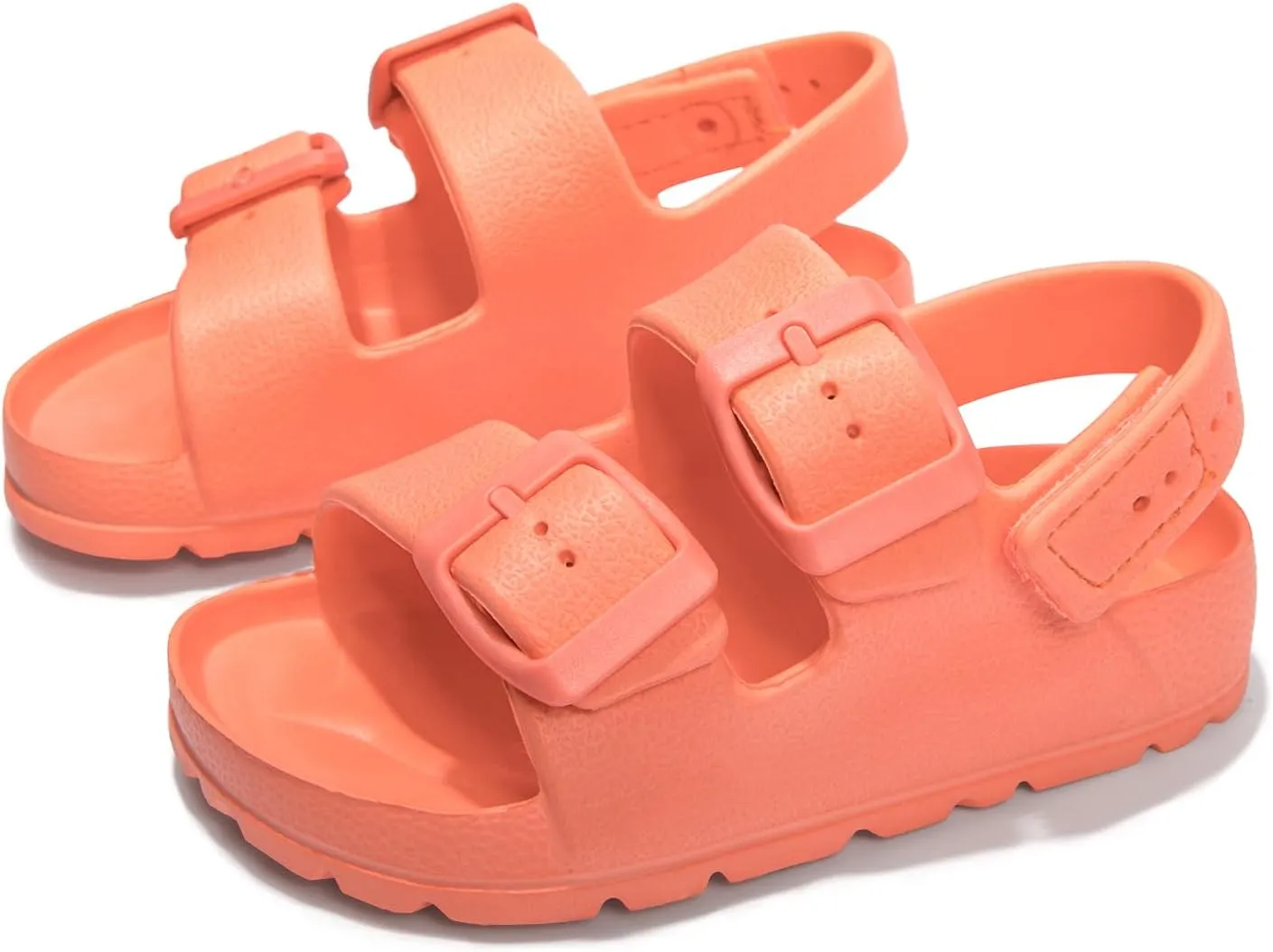 FUNKYMONKEY Unisex-Child Slides Double Buckle Adjustable EVA Flat Sandals for Boys Girls