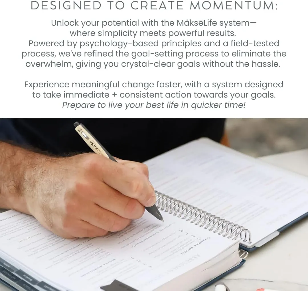 Goal Setting Companion Notebooks - Undated 12-Months Planner for Bold Vision & Weekly Actions, A5 Confidence-Building Achievement System, Just Begin Set