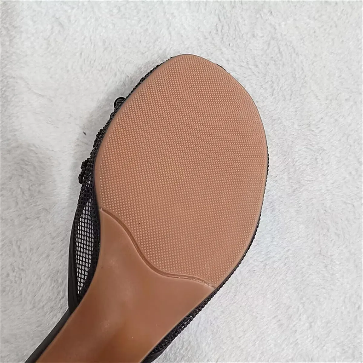 Goolita Summer Flower Beaded Mesh Mule Heels For Women, Closed Round Toe Slingback Kitten Heels Backless Slip On Party Evening Shoes
