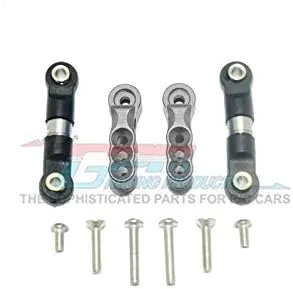 GPM for Traxxas E-Revo VXL 2.0 / E-Revo Brushless Upgrade Parts Aluminum 24T Servo Horn with Stainless Steel Adjustable Tie Rods - 4Pc Set Gray Silver
