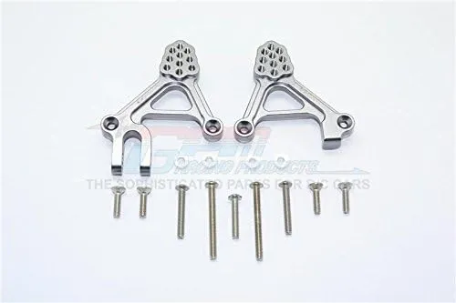 GPM For Traxxas TRX-4 Trail Defender Crawler Upgrade Parts Aluminum Adjustable Front Damper Mount - 1Pr Set Gray Silver