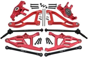 GPM For Traxxas Unlimited Desert Racer 4X4 (#85076-4) Upgrade Parts Aluminum Front Upper & Lower Arms   Knuckle Arms   Harden Steel CVD Drive Shaft   Sst Turnbuckles - 36Pc Set Red