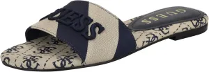 Guess Women's HARINI Flat Sandal, Dark Blue/White Stripe Multi 400, 6