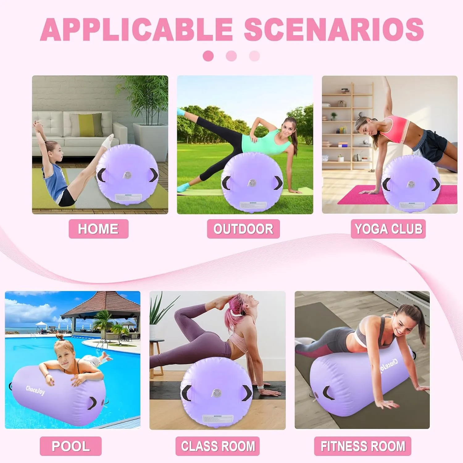 Gymnastics Air Barrel Inflatable Tumbling Roller for Cheerleading and Gymnastics Home Training Perfect for Back Handspring Practice Tumbling Drills Air Roller for Kids and Adults Includes Repair Kit