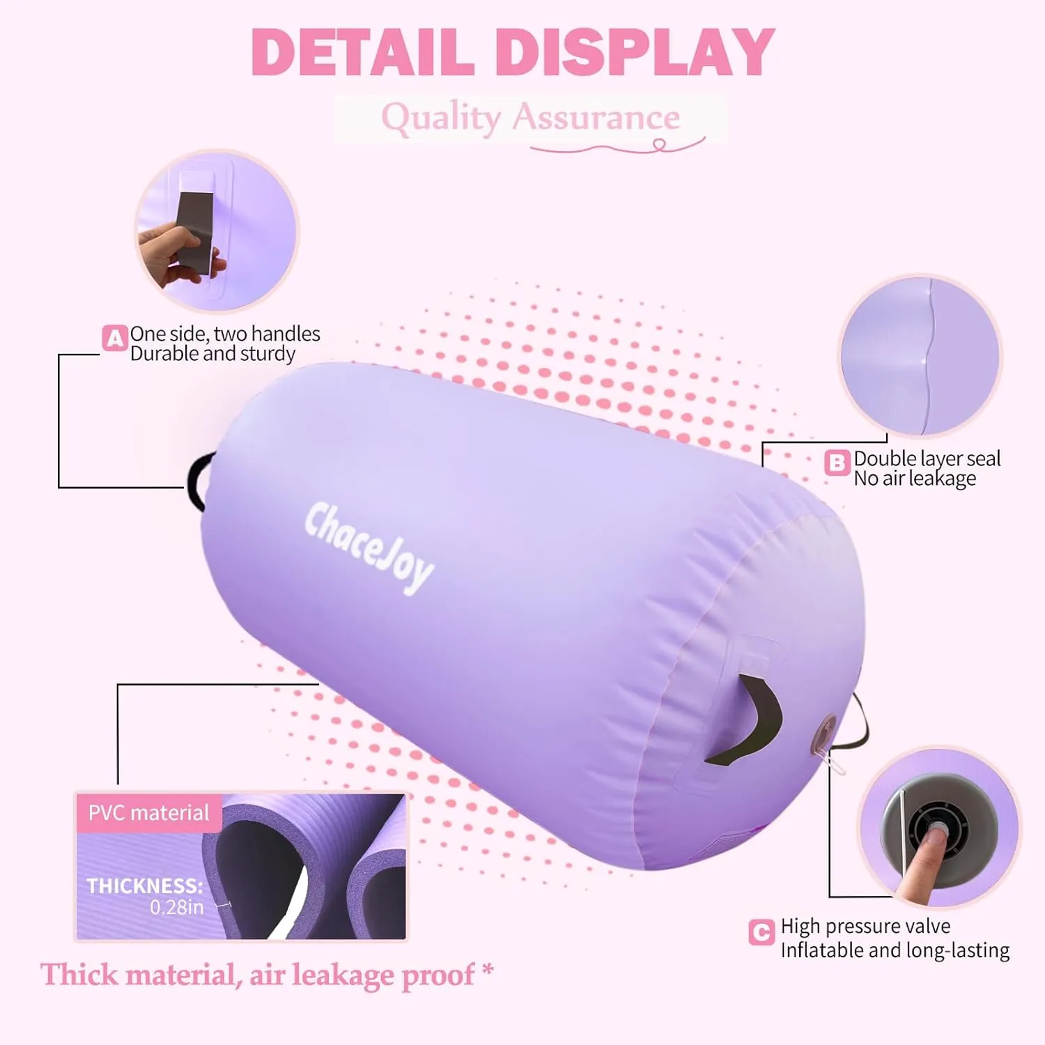 Gymnastics Air Barrel Inflatable Tumbling Roller for Cheerleading and Gymnastics Home Training Perfect for Back Handspring Practice Tumbling Drills Air Roller for Kids and Adults Includes Repair Kit
