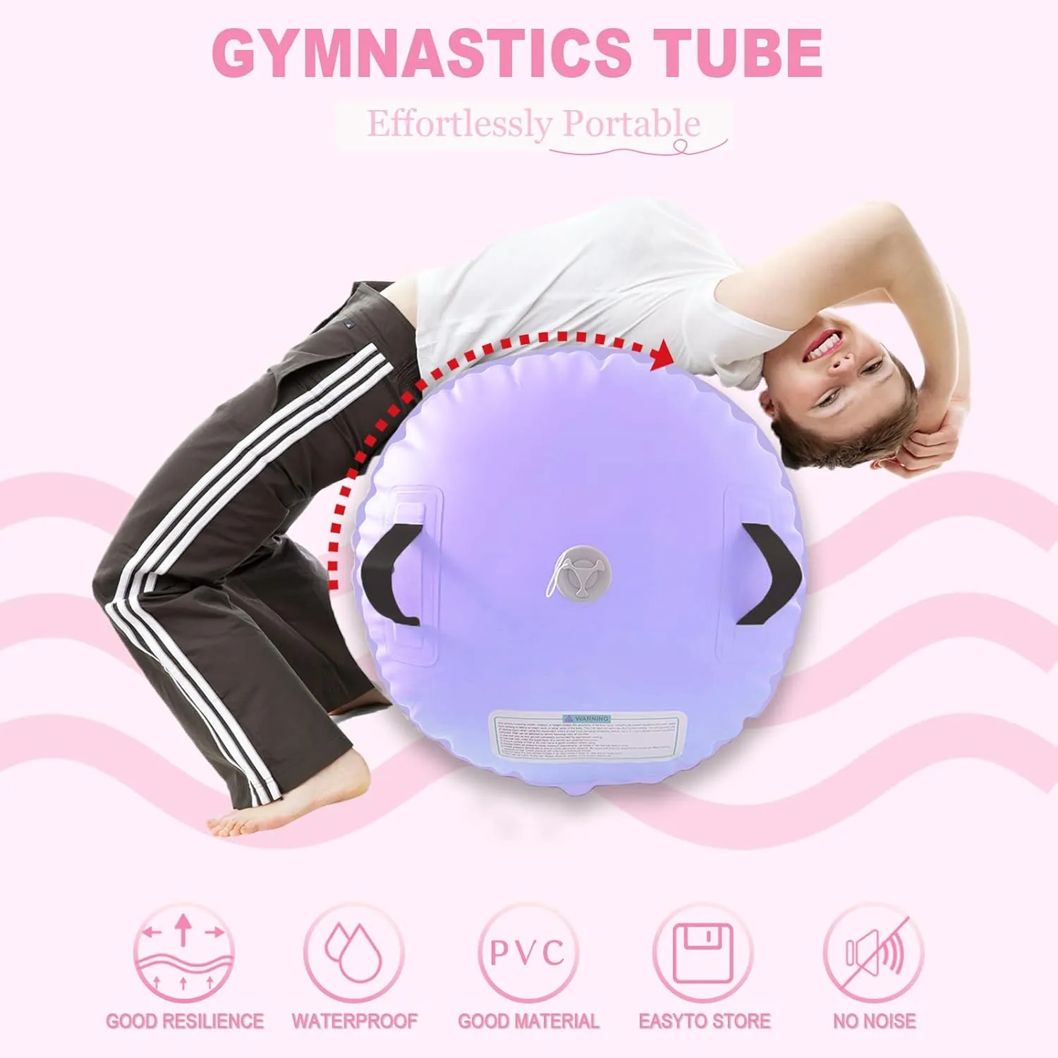 Gymnastics Air Barrel Inflatable Tumbling Roller for Cheerleading and Gymnastics Home Training Perfect for Back Handspring Practice Tumbling Drills Air Roller for Kids and Adults Includes Repair Kit