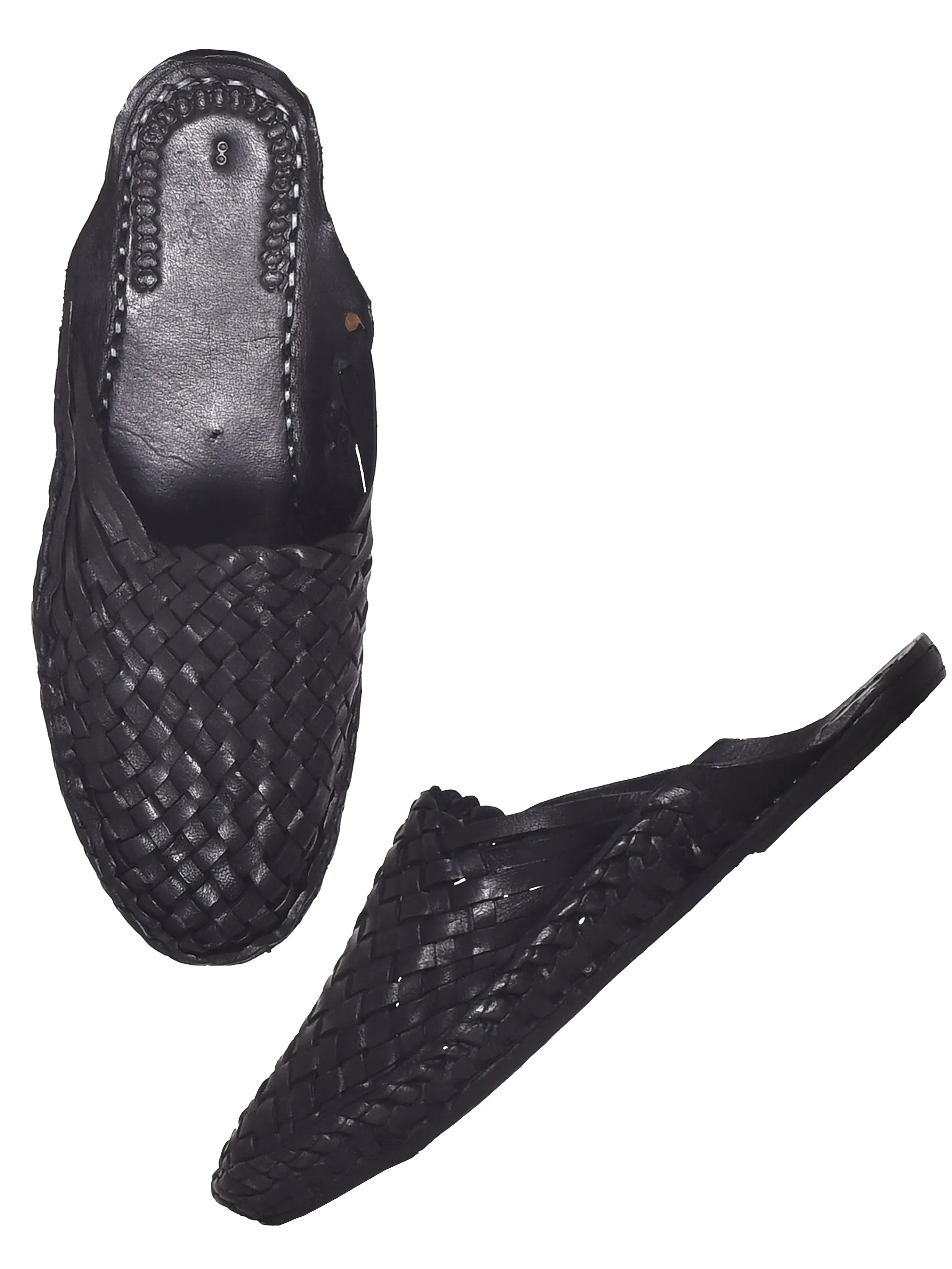 Handcrafted Leather Men Black Ethnic Shoe-Style Kolhapuri (OMKP-001-BLACK)