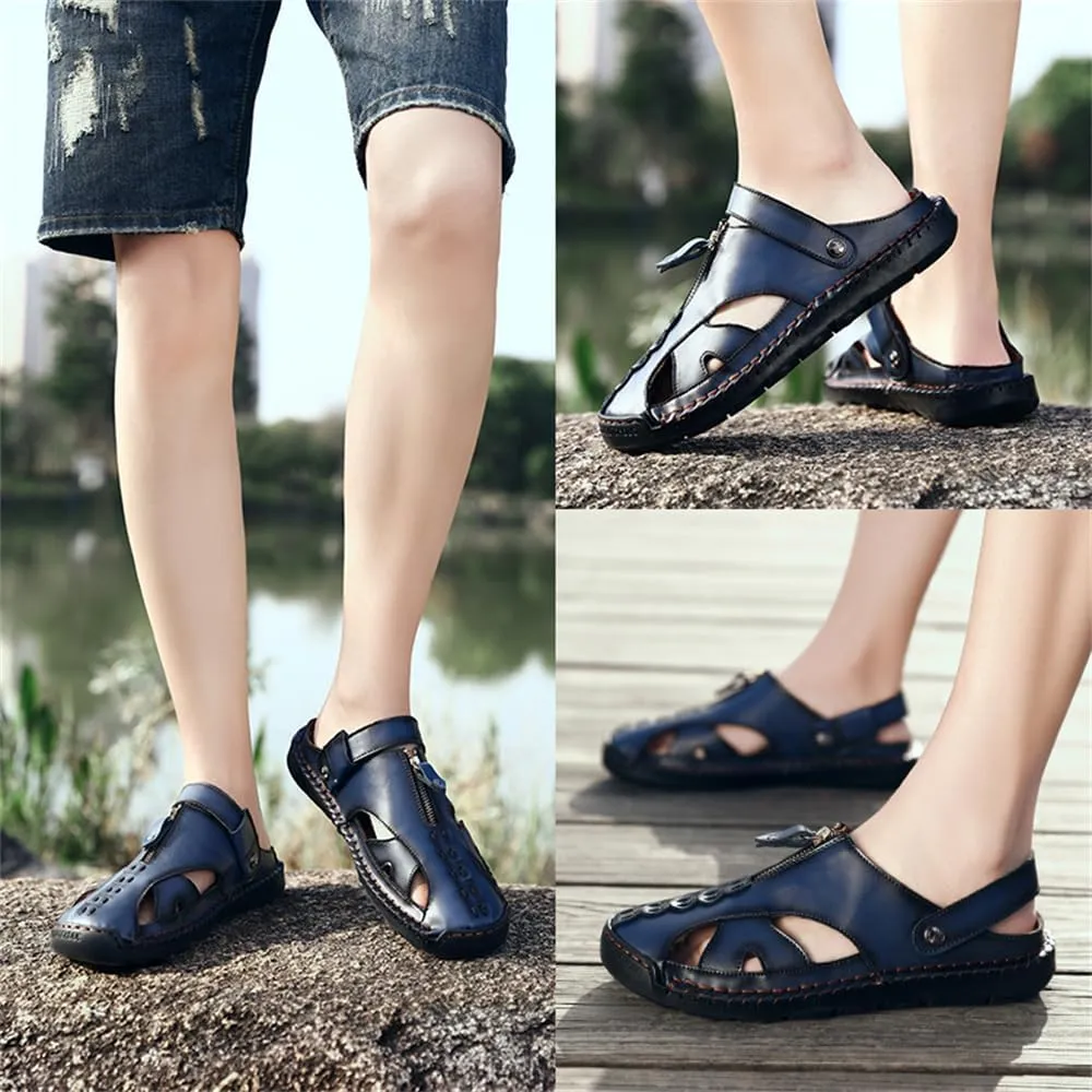 Handmade Men's Sport Sandals Outdoor Hiking Sandals Closed Toe Leather Athletic Lightweight Trail Casual Sandals