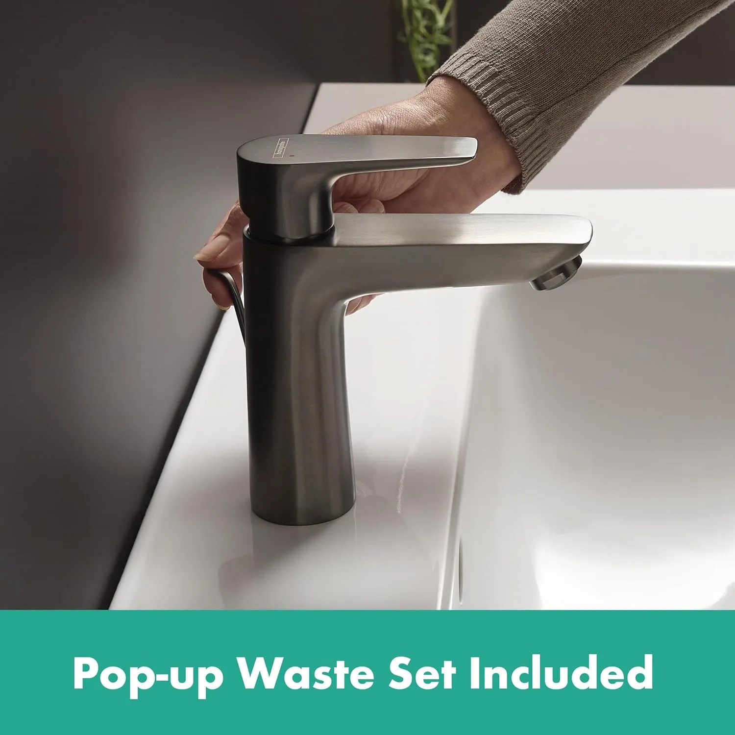 Hansgrohe 71710340 Talis E 110 Pop-Up Waste Fitting Brushed Black Chrome Single-lever washbasin mixer tap, spout height 110 mm