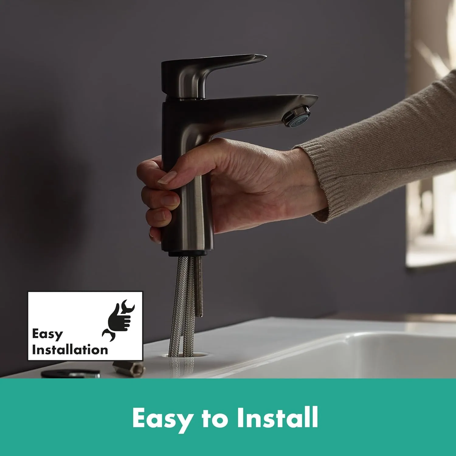 Hansgrohe 71710340 Talis E 110 Pop-Up Waste Fitting Brushed Black Chrome Single-lever washbasin mixer tap, spout height 110 mm