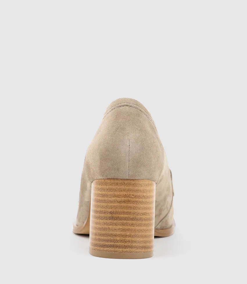 HAZEL65 Albert Throat Pump in Latte Suede