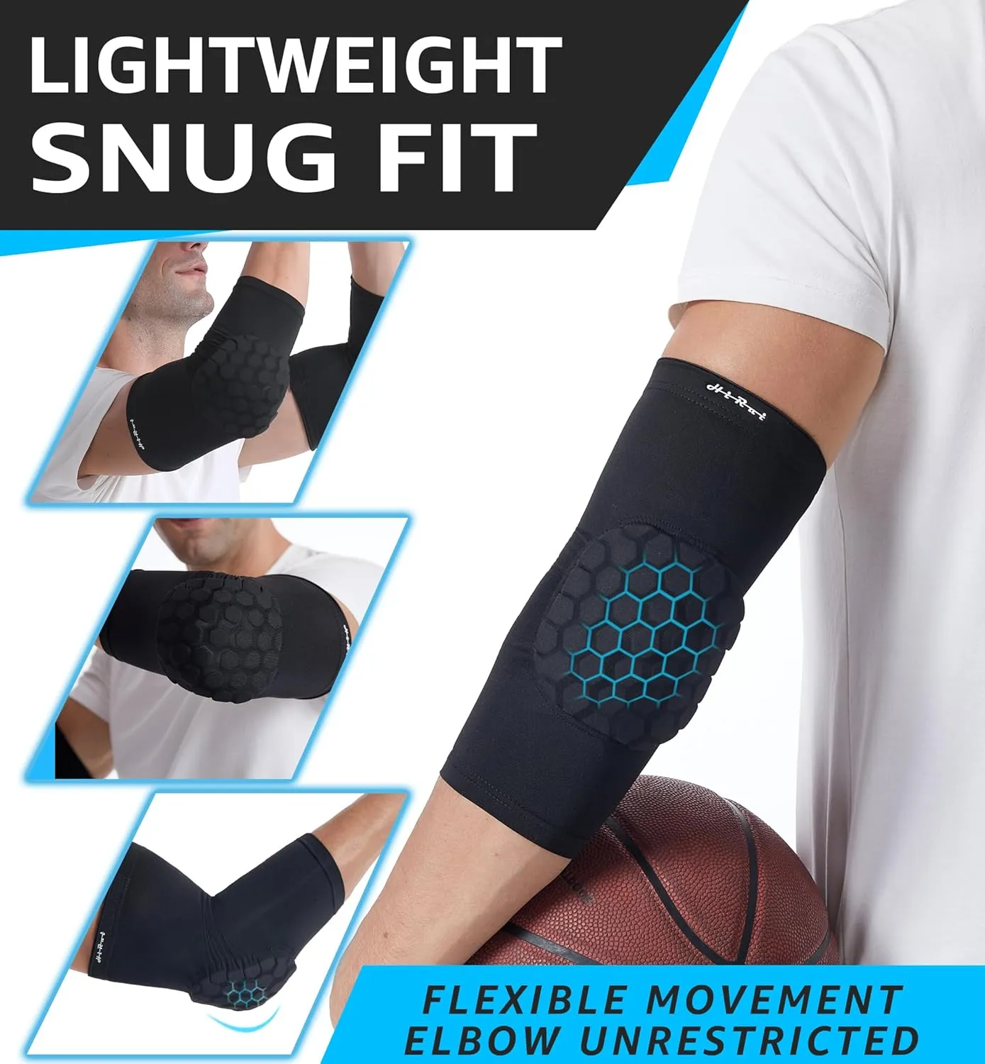 HiRui Elbow Pads for Teenagers Men and Women - Basketball Baseball Elbow Brace for Collision Avoidance and Support