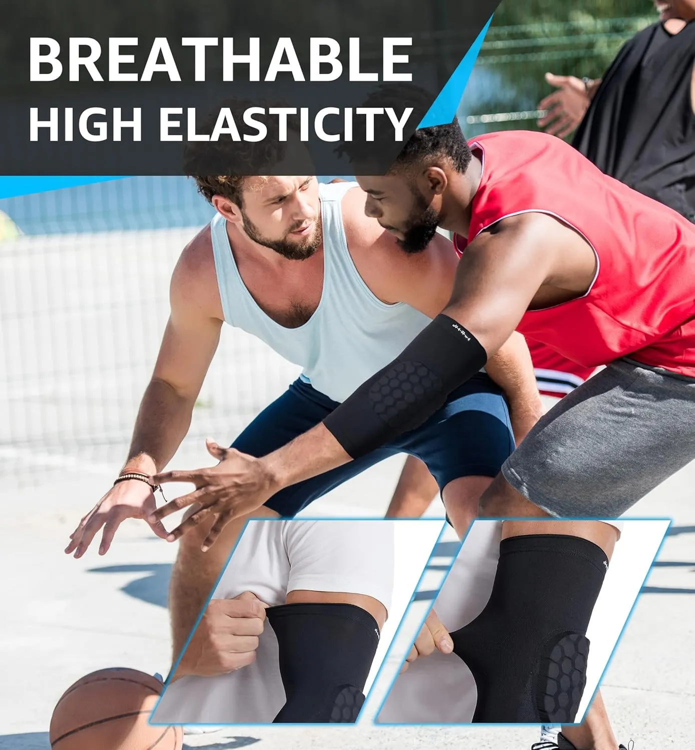 HiRui Elbow Pads for Teenagers Men and Women - Basketball Baseball Elbow Brace for Collision Avoidance and Support