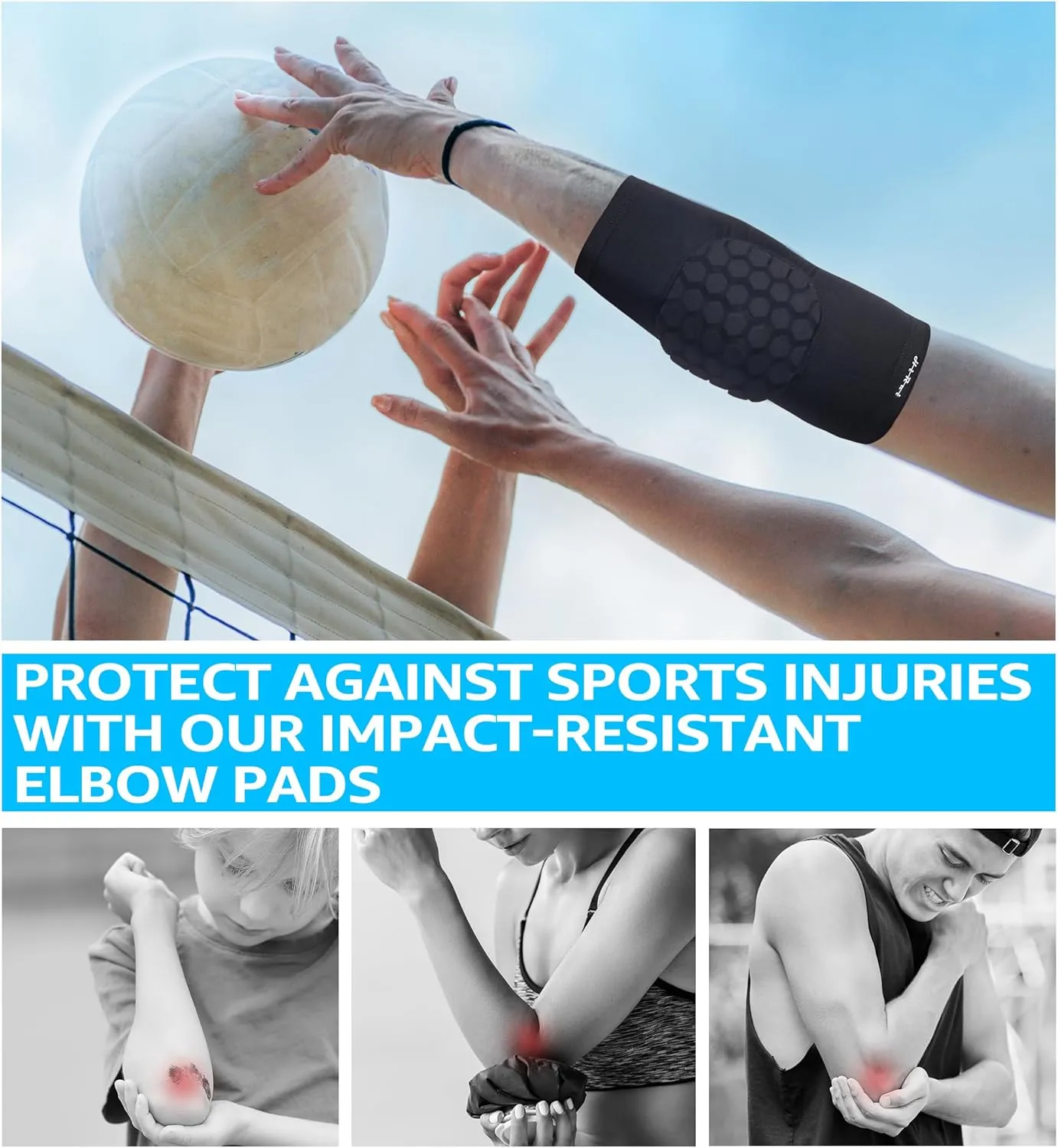HiRui Elbow Pads for Teenagers Men and Women - Basketball Baseball Elbow Brace for Collision Avoidance and Support