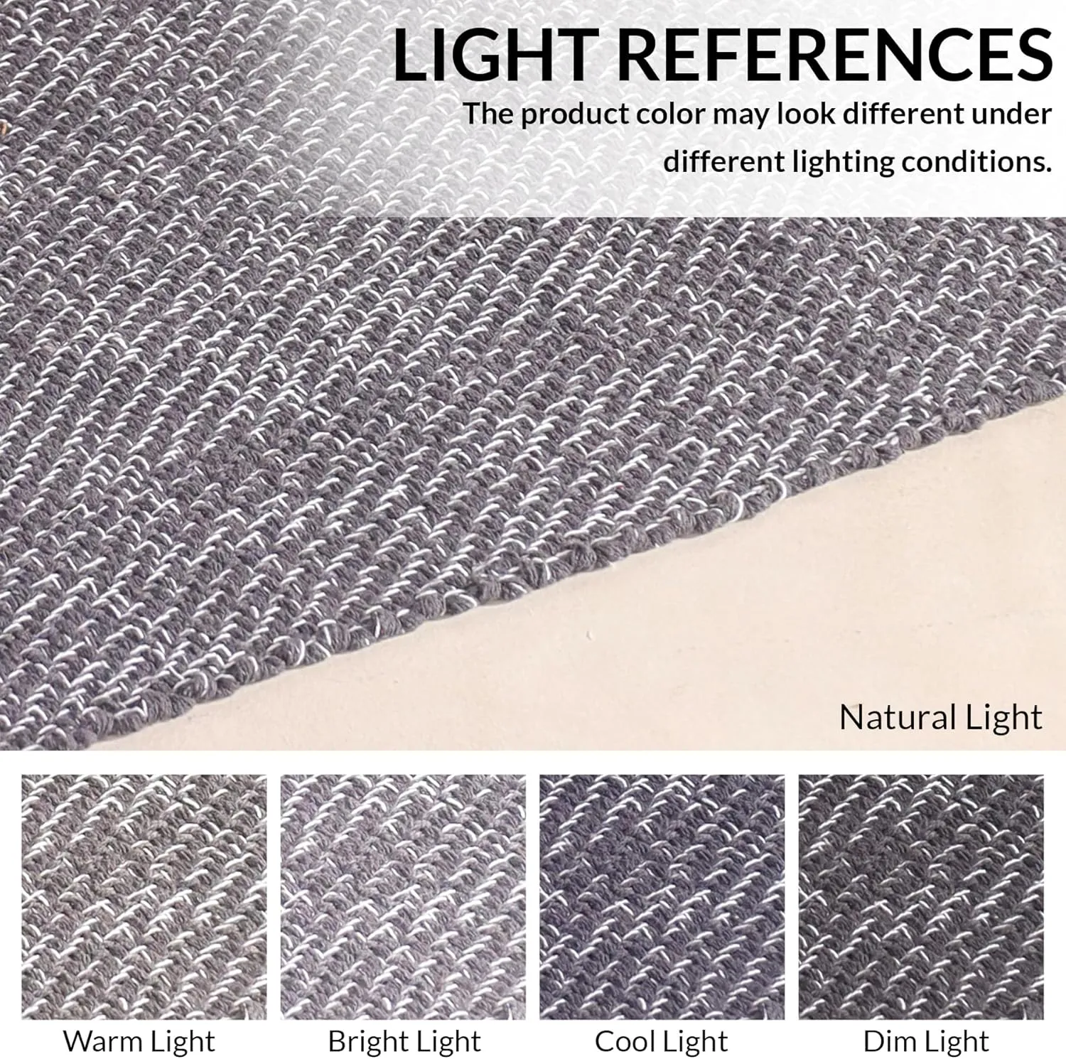 HOMEMONDE Cotton Herringbone Runner Rug 2' x 6' Indoor Farmhouse Décor Lightweight Braided Area Rug for High Traffic Areas Entryway, Kitchen, Bedroom (Grey & White)