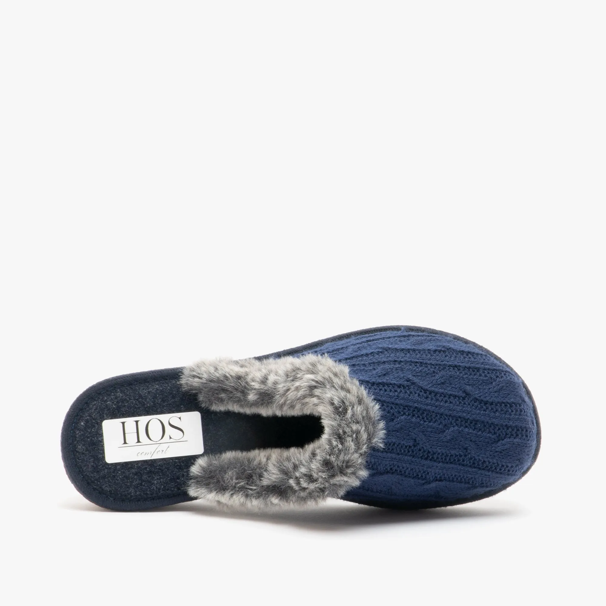 HOS Comfort MEGAN Womens Wool Mule Slippers Blue