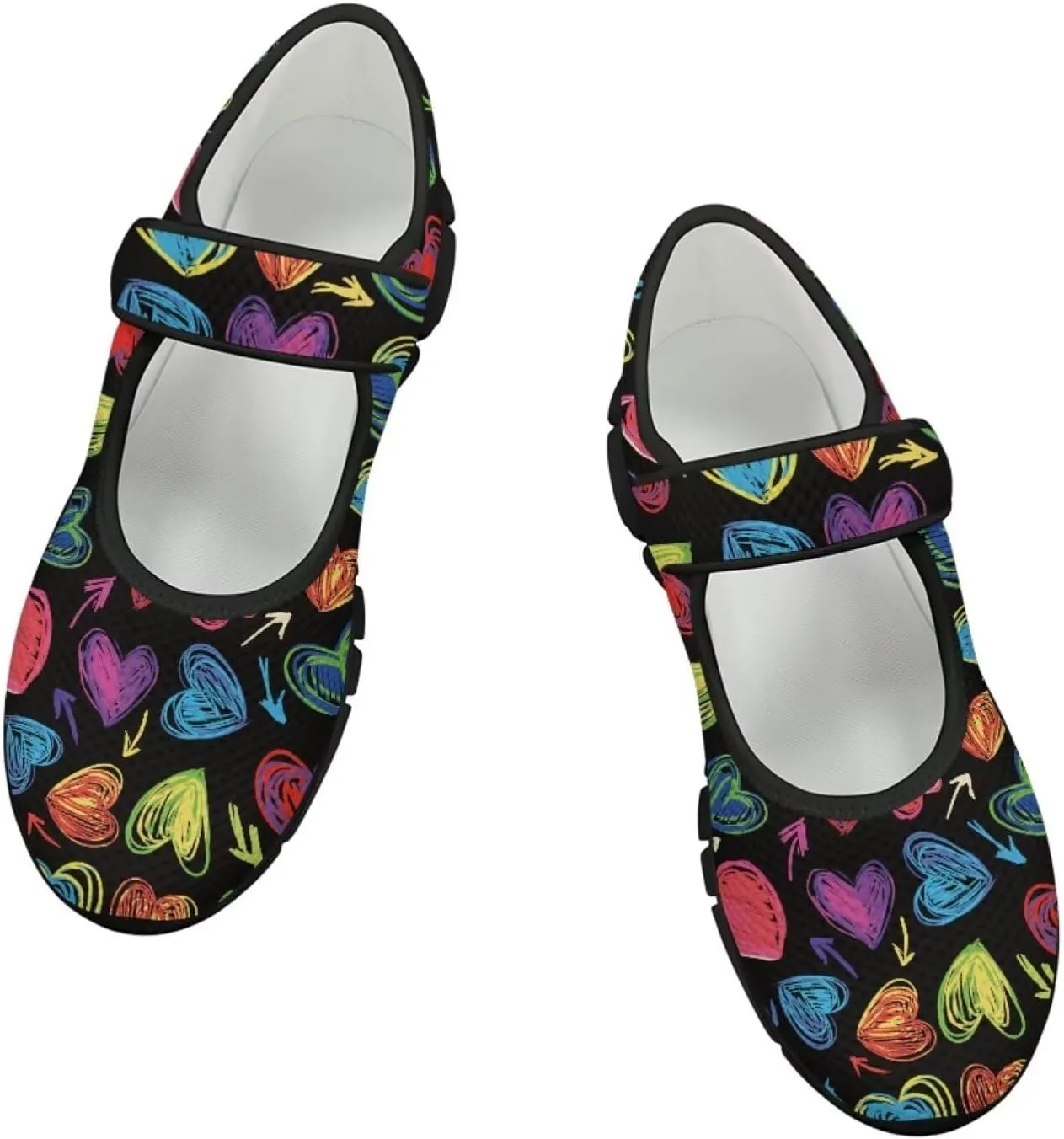 Howilath Heart Love Women's Ballet Flats Round Toe Mary Janes Casual Flats Shoes Ballerina Shoes for Party Wedding Work