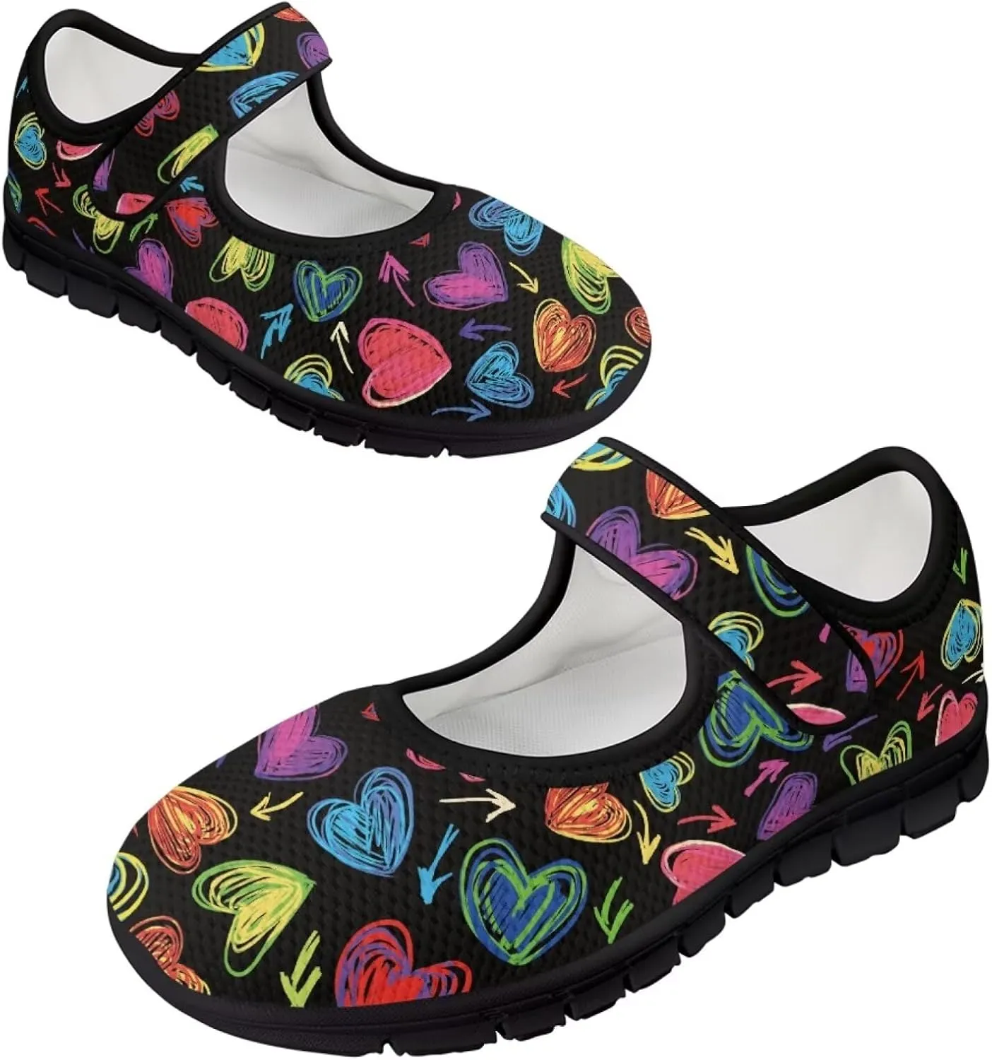 Howilath Heart Love Women's Ballet Flats Round Toe Mary Janes Casual Flats Shoes Ballerina Shoes for Party Wedding Work