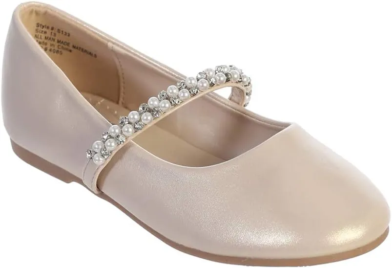 iGirlDress Toddler Little Girls Big Girls Straps Flower Girls Flat Mary Jane Ballet Shoes (Size 9-5 Youth)