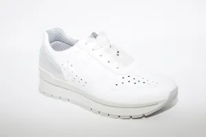 IMAC - LACED FLATFORM TRAINER - WHITE LEATHER