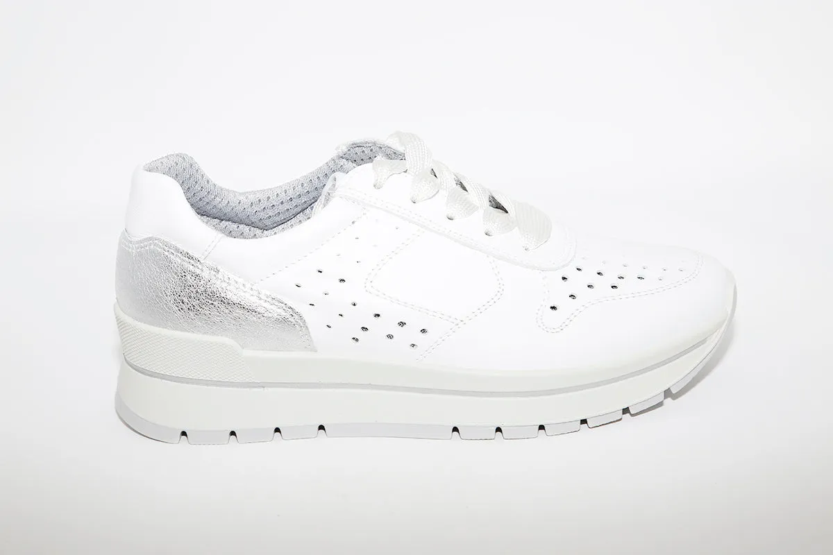 IMAC - LACED FLATFORM TRAINER - WHITE LEATHER