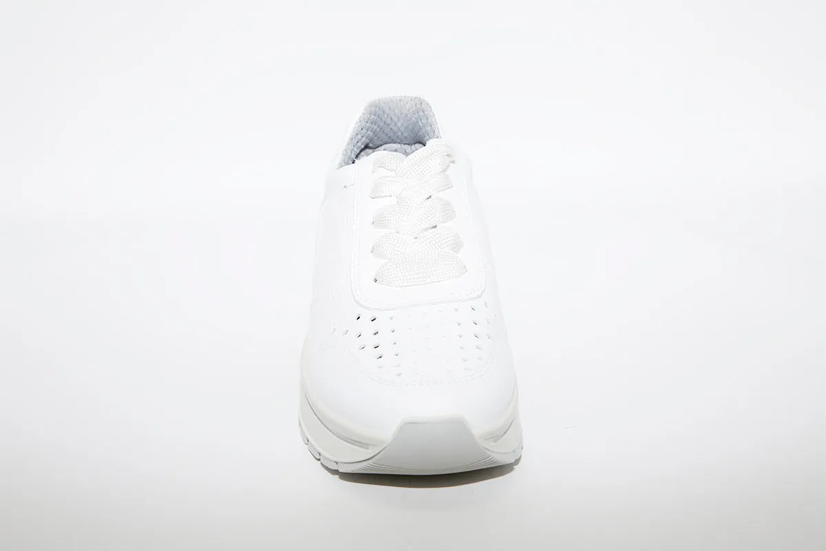 IMAC - LACED FLATFORM TRAINER - WHITE LEATHER