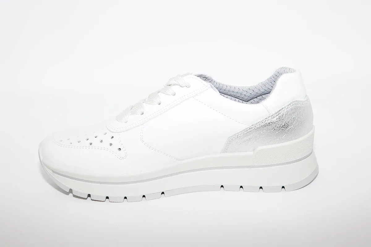 IMAC - LACED FLATFORM TRAINER - WHITE LEATHER