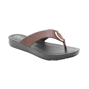 Inblu Women Brown V-Shape Sandal with Slip-on Closure (BM60_BROWN)
