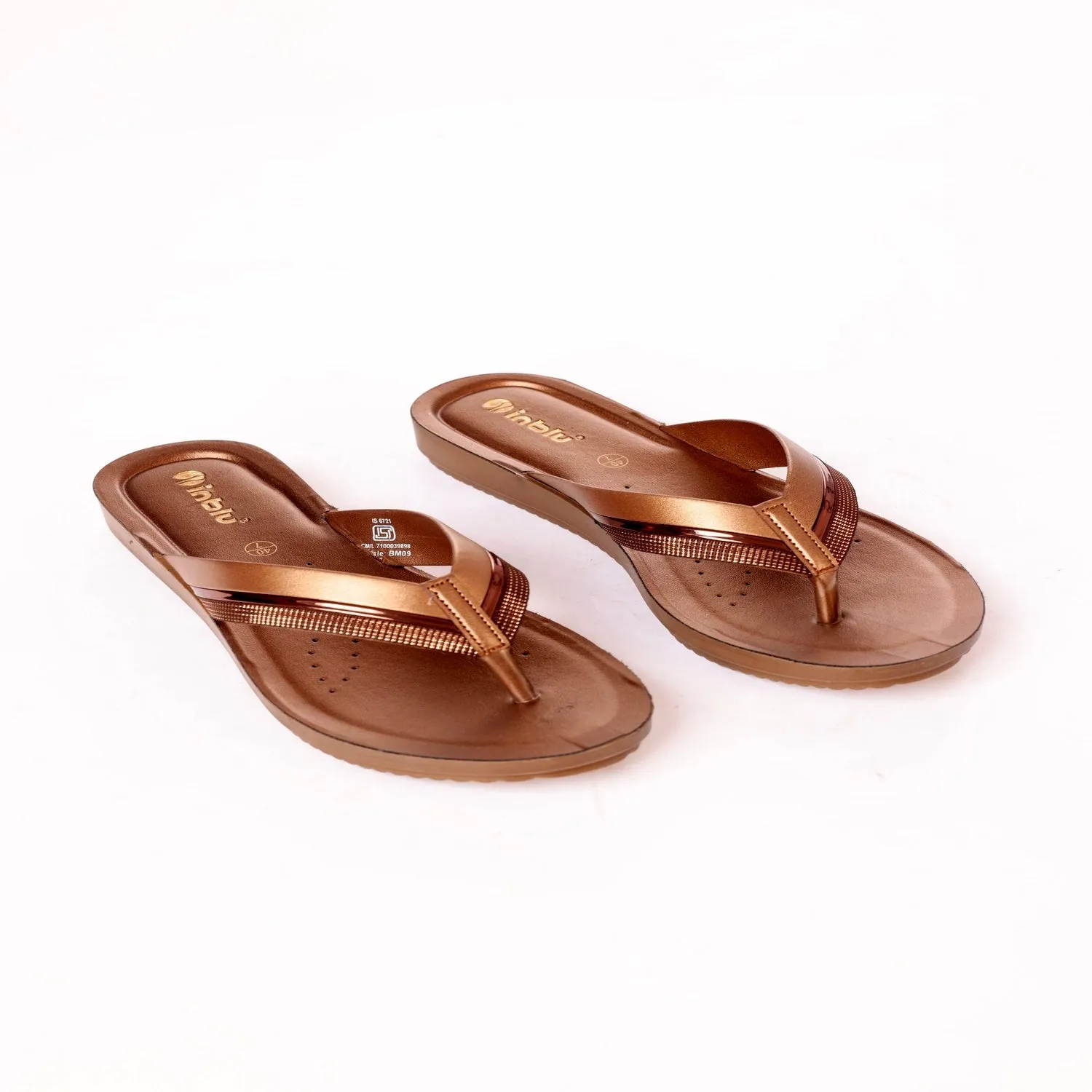 Inblu Women Copper V-Style Slip-On Sandal With Colorblock Upper (BM09_COPPER)
