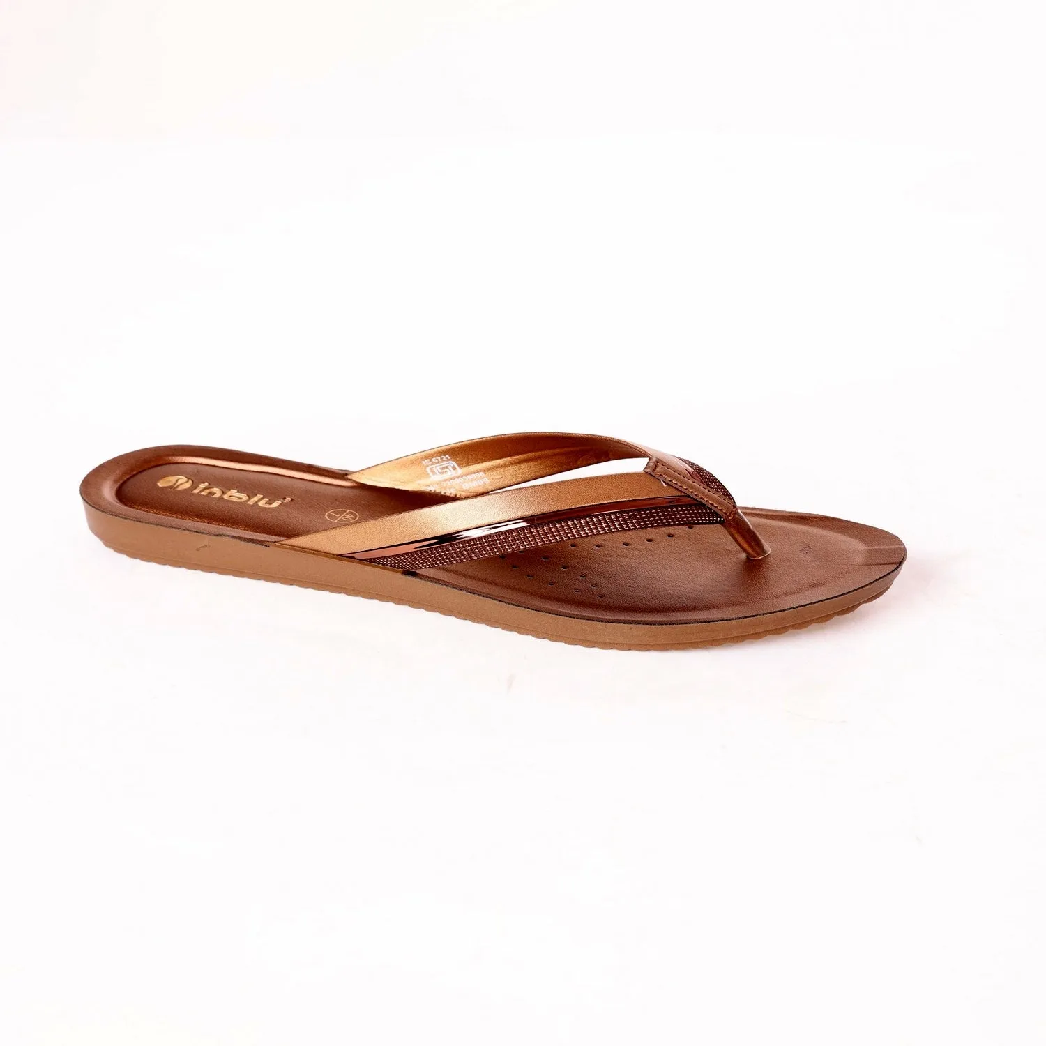 Inblu Women Copper V-Style Slip-On Sandal With Colorblock Upper (BM09_COPPER)