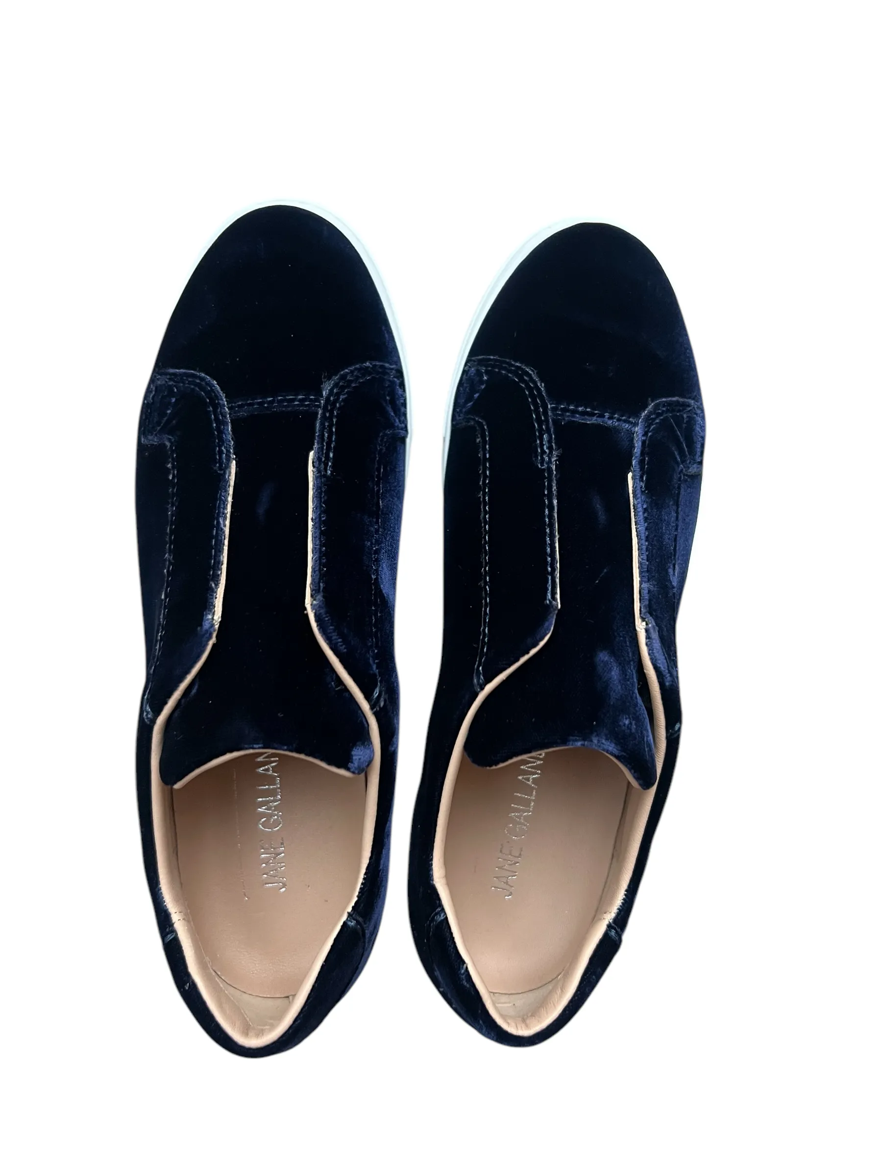 Jane Galland Trainers Marie Navy Blue Velvet Platform