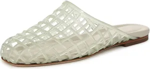 Jelly Shoes for Women Clear Jelly Mesh Slides Sandals Comfortable Closed Round Toe Flat Sandals Slip On Summer Beach Slippers